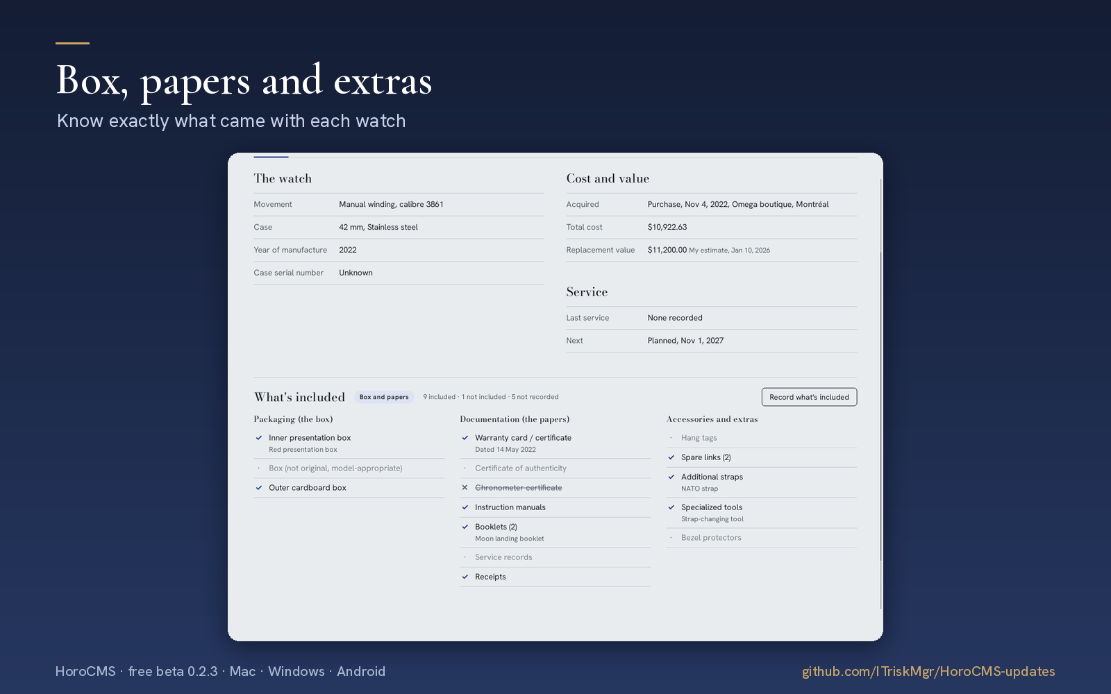 HoroCMS — Box, papers and extras