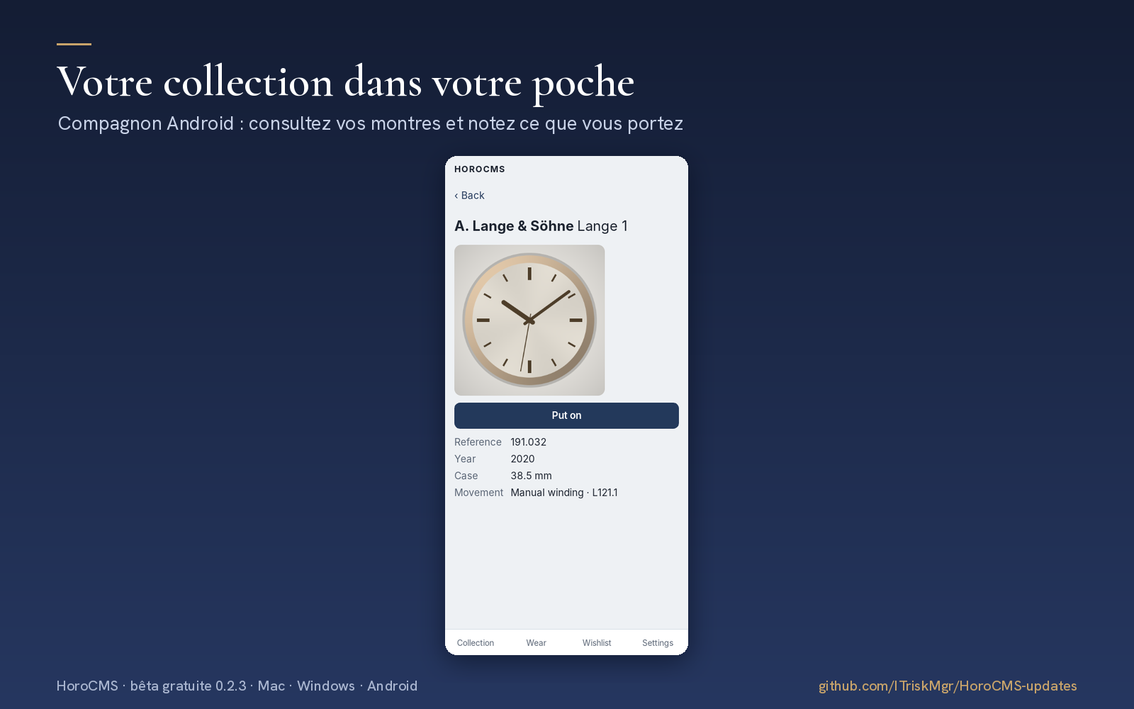 HoroCMS — Votre collection dans votre poche